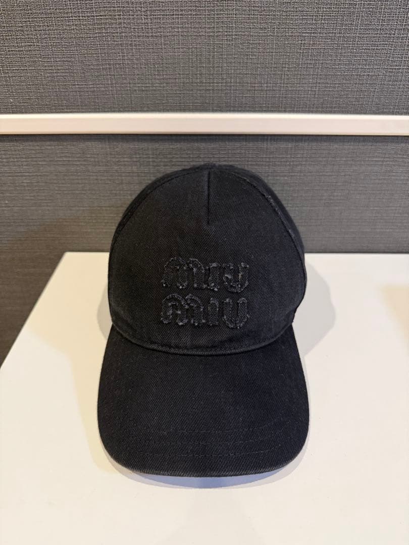 【美品】Miu Miu デニム ベースボールキャップ ブラック