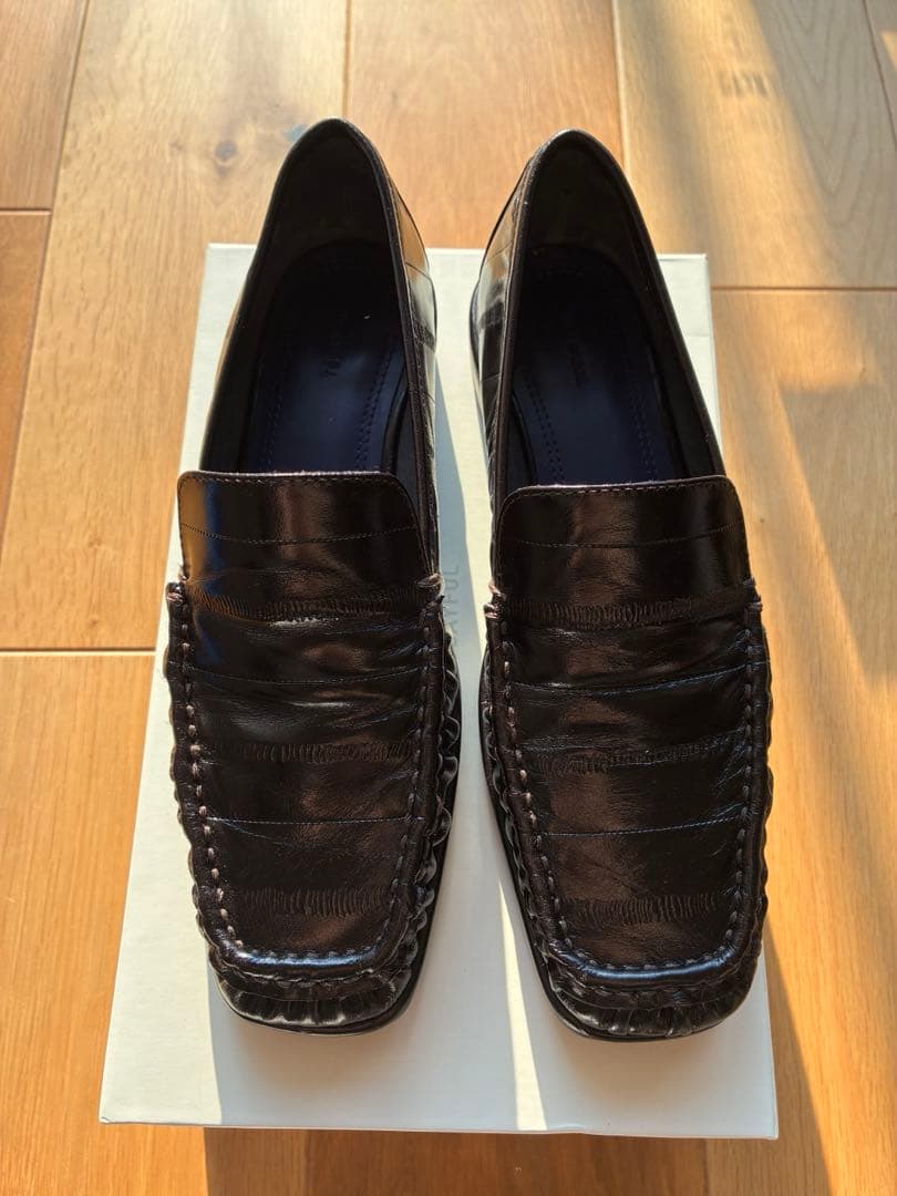 TODAYFUL スクエアトゥギャザーローファー シューズ 25秋冬　裏張り済