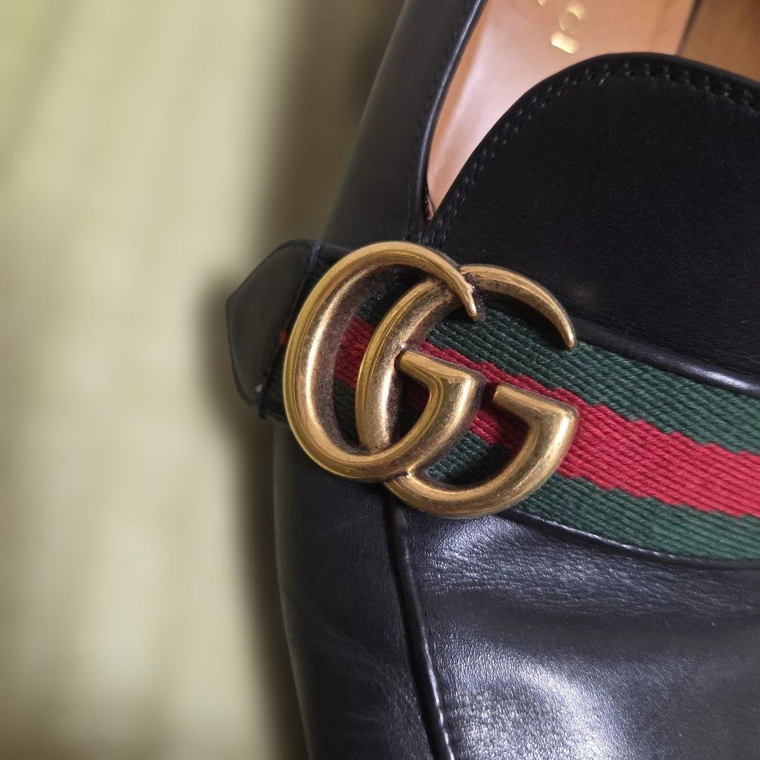 GUCCI マーモント シェリーライン パンプス 黒 36 GG