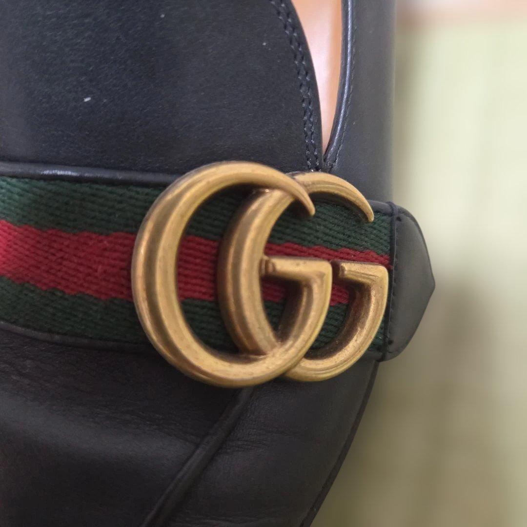 GUCCI マーモント シェリーライン パンプス 黒 36 GG