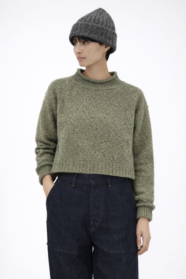 MHL. ミックスカラー ボトルネックニット グリーン マーガレットハウエル