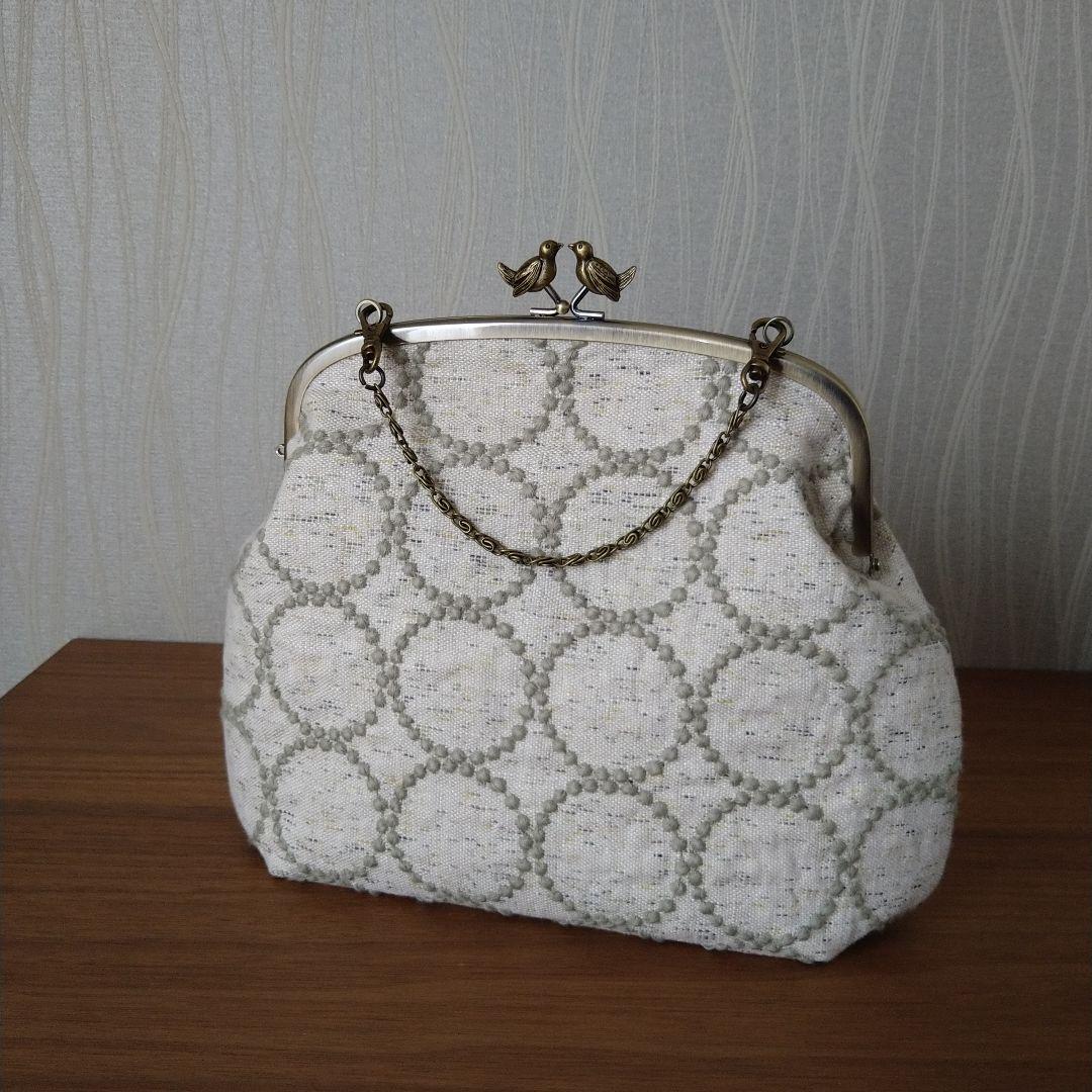 【ラスト1】タンバリン小鳥の口金親子がま口バッグ/ミナペルホネンハンドメイド