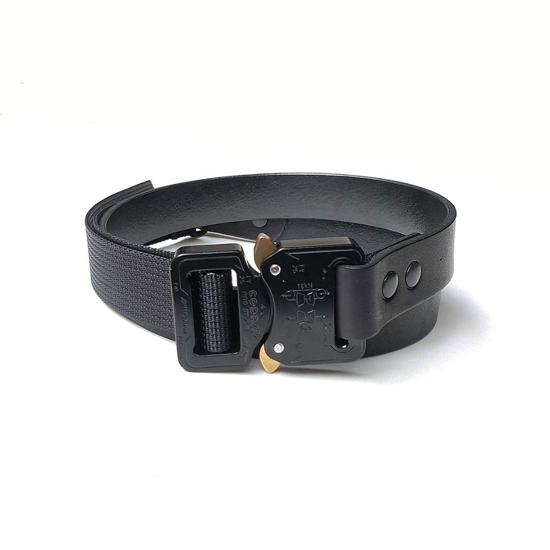 レザー×ナイロン コブラバックルベルト ハンドメイド KT-004 ブラック