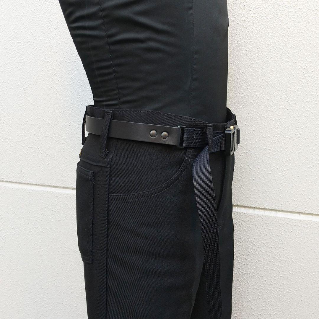 レザー×ナイロン コブラバックルベルト ハンドメイド KT-004 ブラック