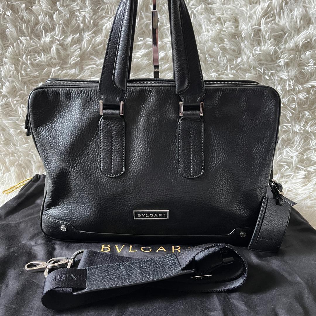ブルガリ アーバン ビジネスバッグ ブリーフケース 2way 黒 レザー