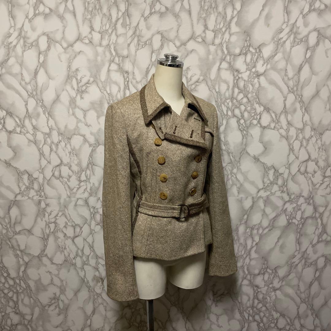 美品　AKRIS 良デザインジャケット　2way ウール　シルク　スイス製