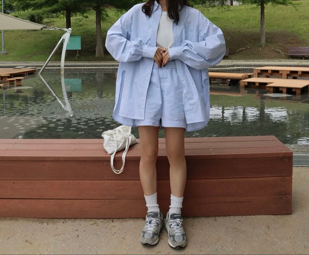 【新品未使用】epa ストライプシャツ&ショートパンツ