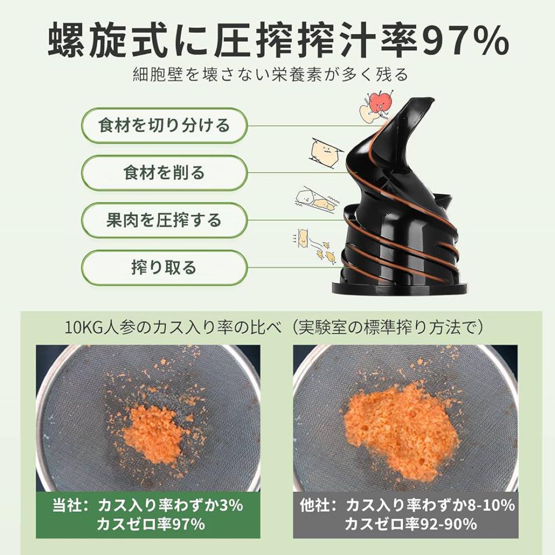 スロージューサー 搾りカス分離 低速回転 ジューサー 小型 ミキサー