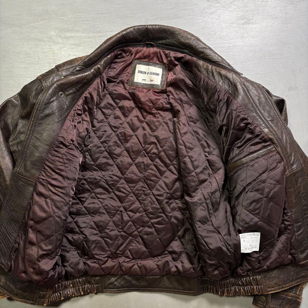 90's✨レザージャケット　A-2 羊革　ラムレザー　茶色　短丈　XL