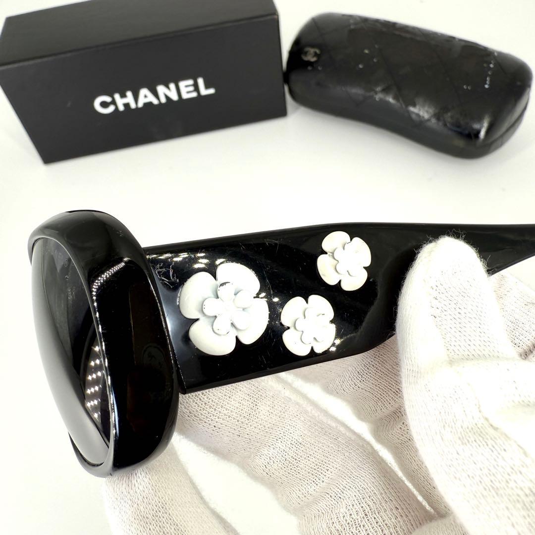 CHANEL サングラス カメリア ココマーク 5113 ブラック ホワイト 黒