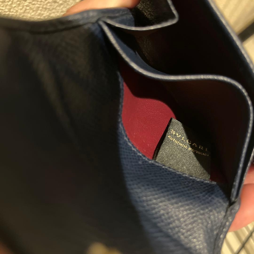 ネイビー レザー ケース　ブルガリ