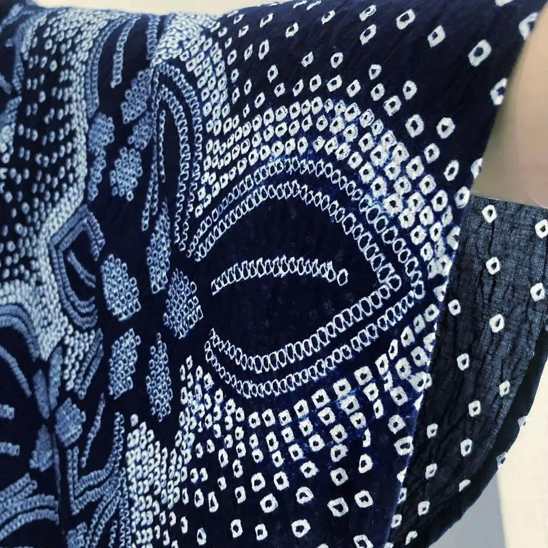 有松絞り　手縫い上質浴衣　濃紺　身丈159cm 未使用しつけ付　No.5-78