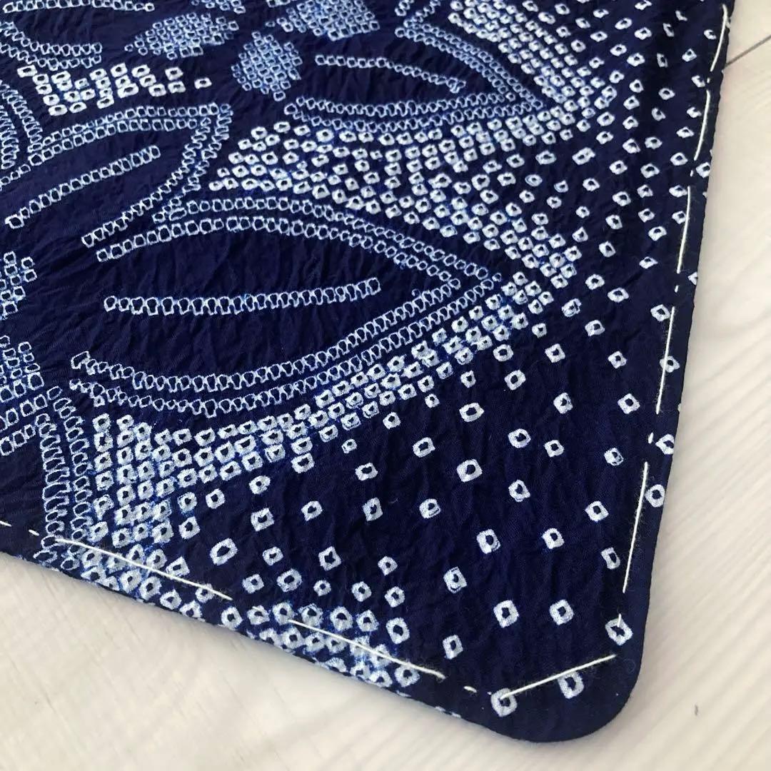 有松絞り　手縫い上質浴衣　濃紺　身丈159cm 未使用しつけ付　No.5-78