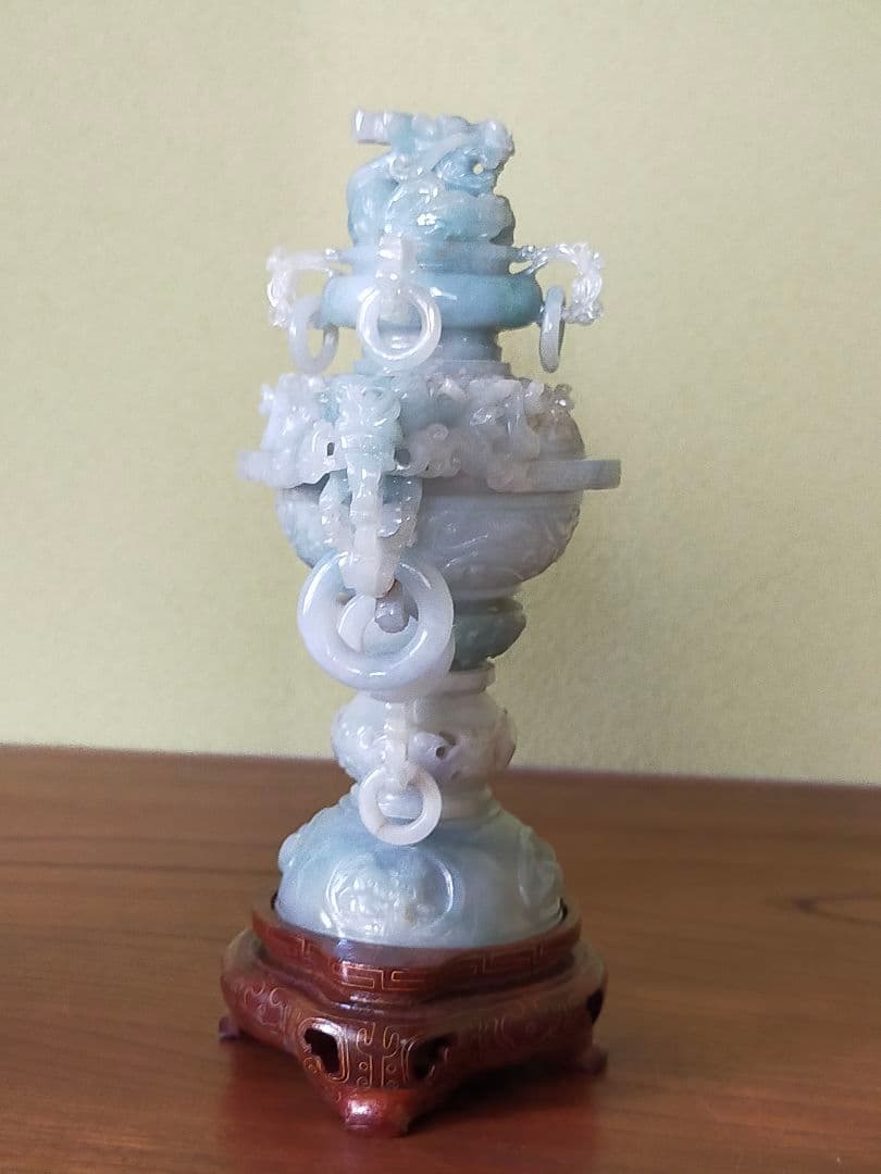 香炉 天然翡翠(硬玉) 彫刻 置物