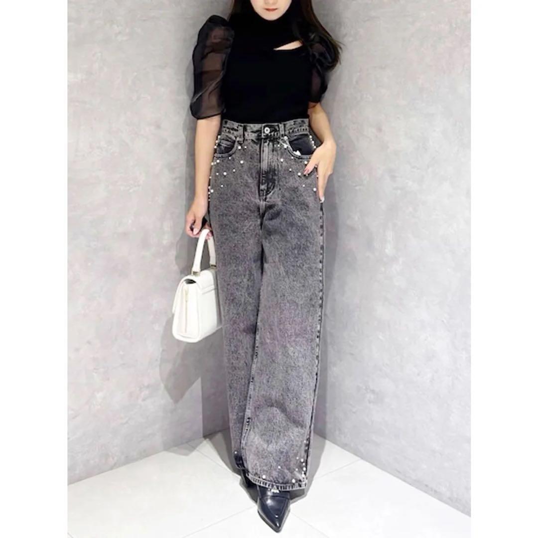 完売品MERCURYDUO（マーキュリーデュオ）パールデニムパンツ （ブラック）