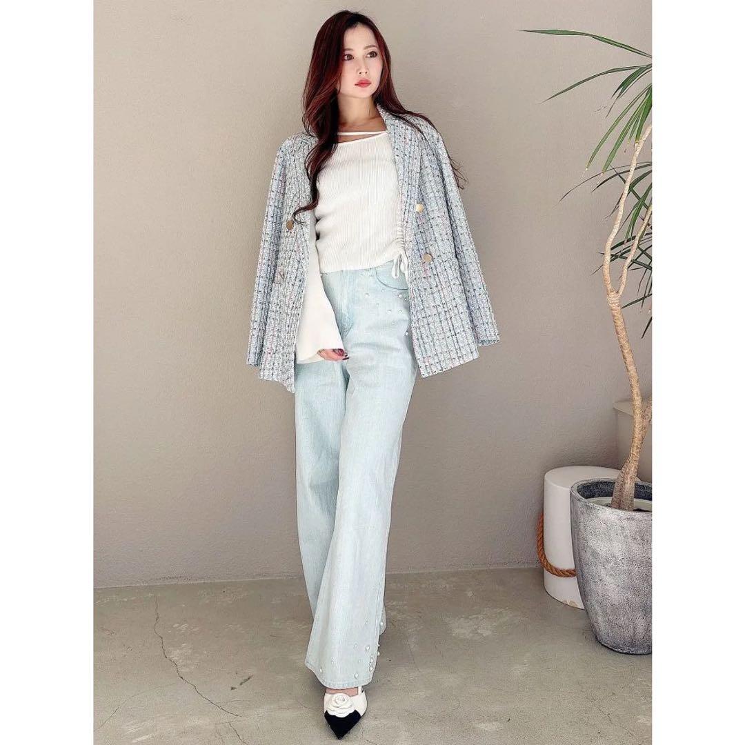 完売品MERCURYDUO（マーキュリーデュオ）パールデニムパンツ （ブラック）