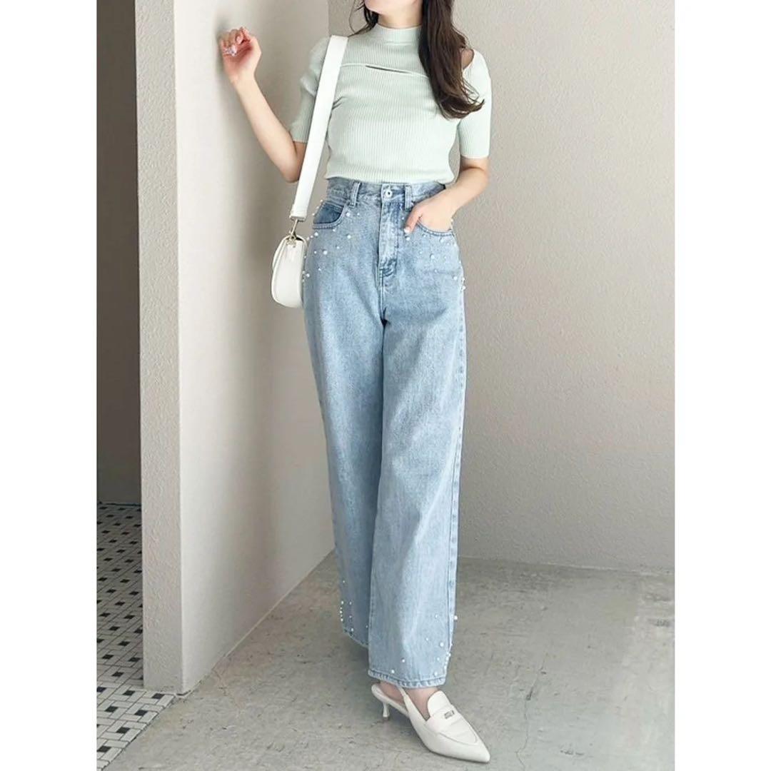 完売品MERCURYDUO（マーキュリーデュオ）パールデニムパンツ （ブラック）