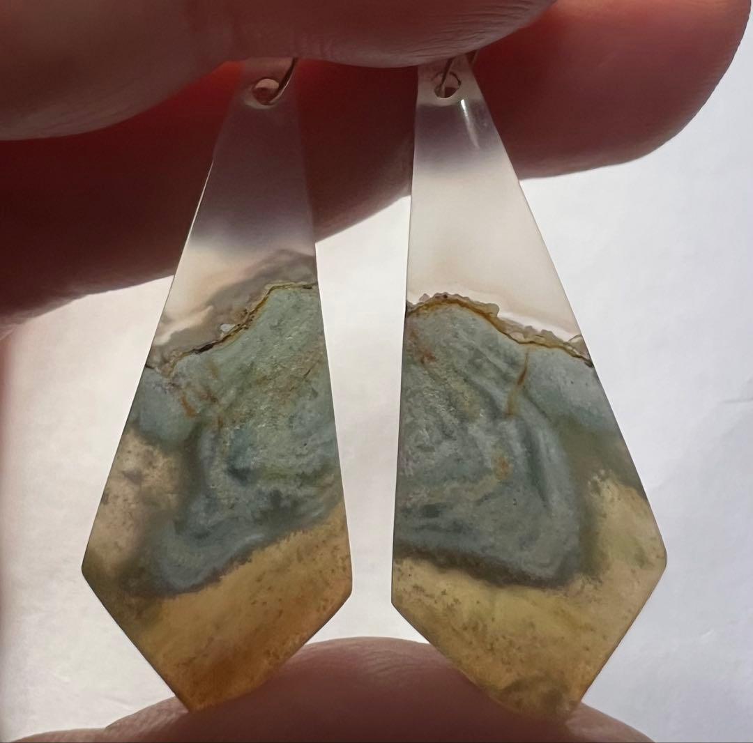 のほほん❤️オパライズドウッド　ハーキマー14kgfピアス