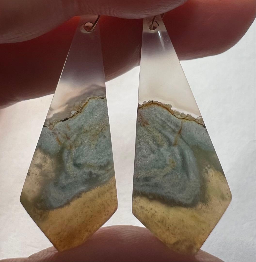 のほほん❤️オパライズドウッド　ハーキマー14kgfピアス