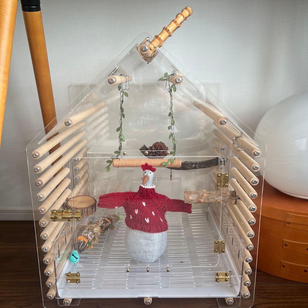 アクリル製ハウス型鳥かご 小鳥用 鳥カゴ