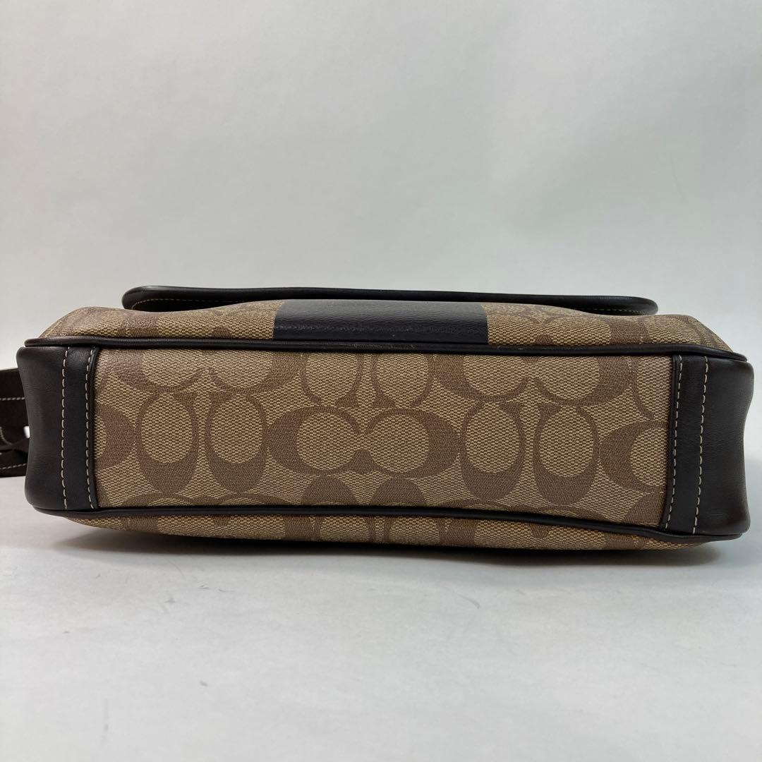 【美品・A4可】コーチ ショルダーバッグ ヘリテージ ストライプ マップバッグ