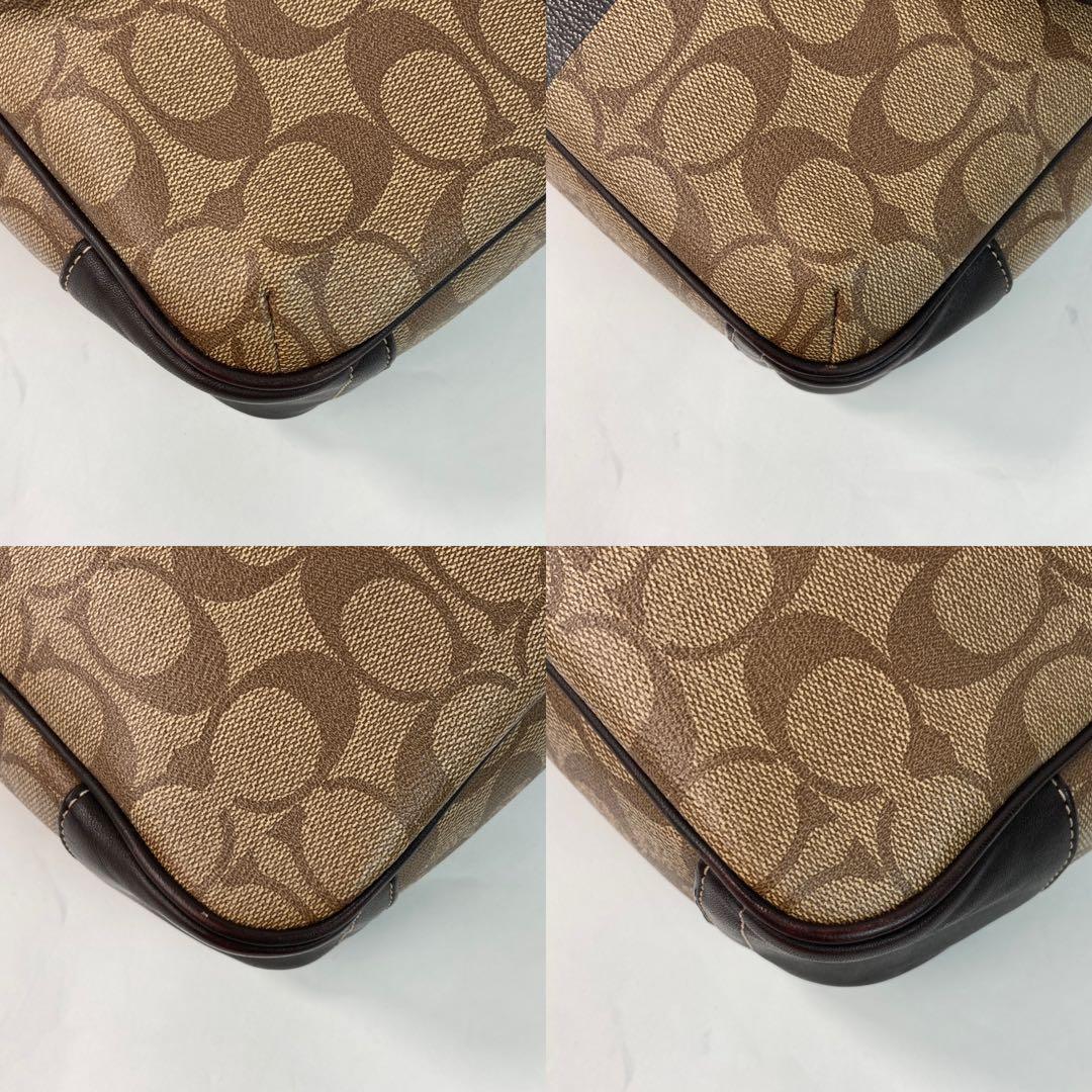 【美品・A4可】コーチ ショルダーバッグ ヘリテージ ストライプ マップバッグ