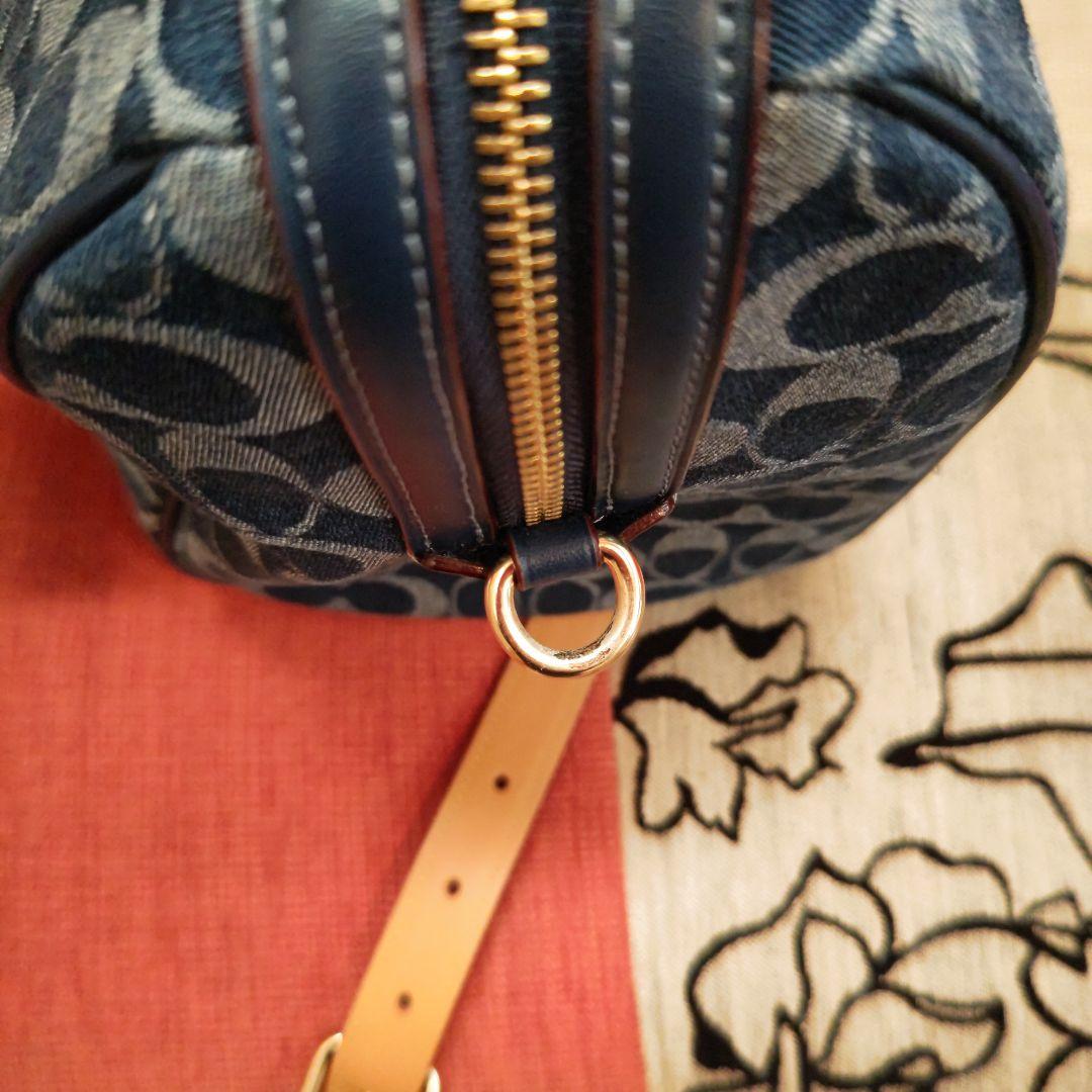 ももたCOACH コーチ ショルダーバッグ ボストンバッグ デニムネイビー