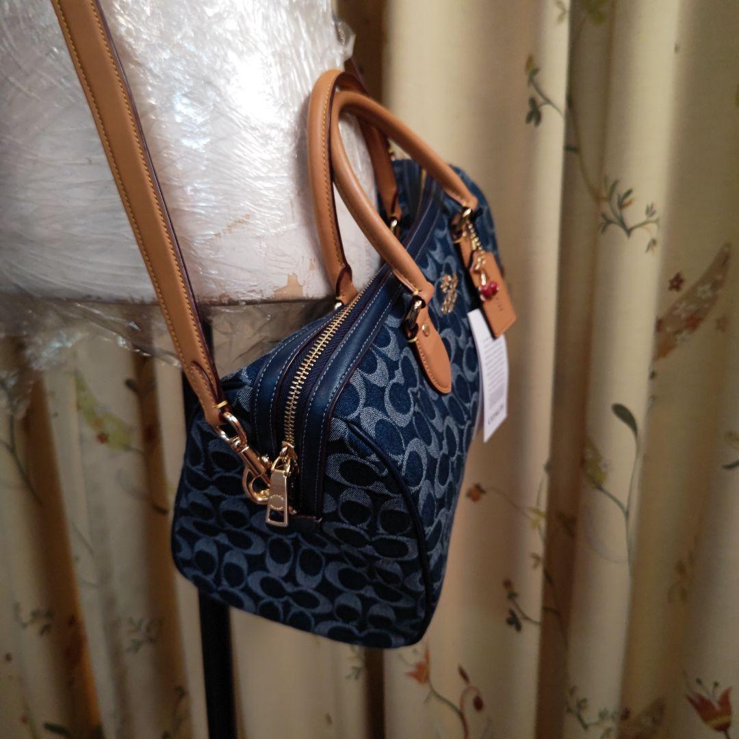 ももたCOACH コーチ ショルダーバッグ ボストンバッグ デニムネイビー