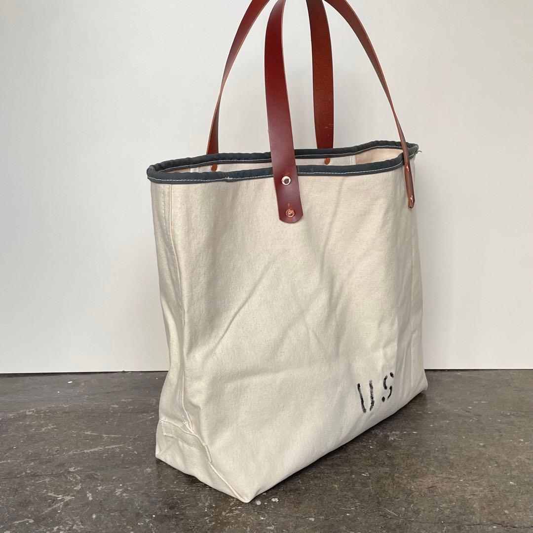 【ビンテージ】アメリカ軍　ミリタリー　トートバッグ　レザーハンドル　50s60s