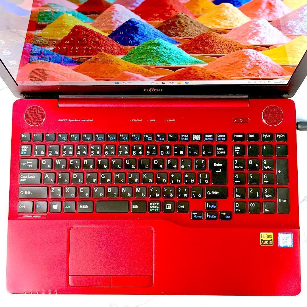 美品レッド！Corei7・メモリ8GB・SSD・ブルーレイ・ノートパソコン