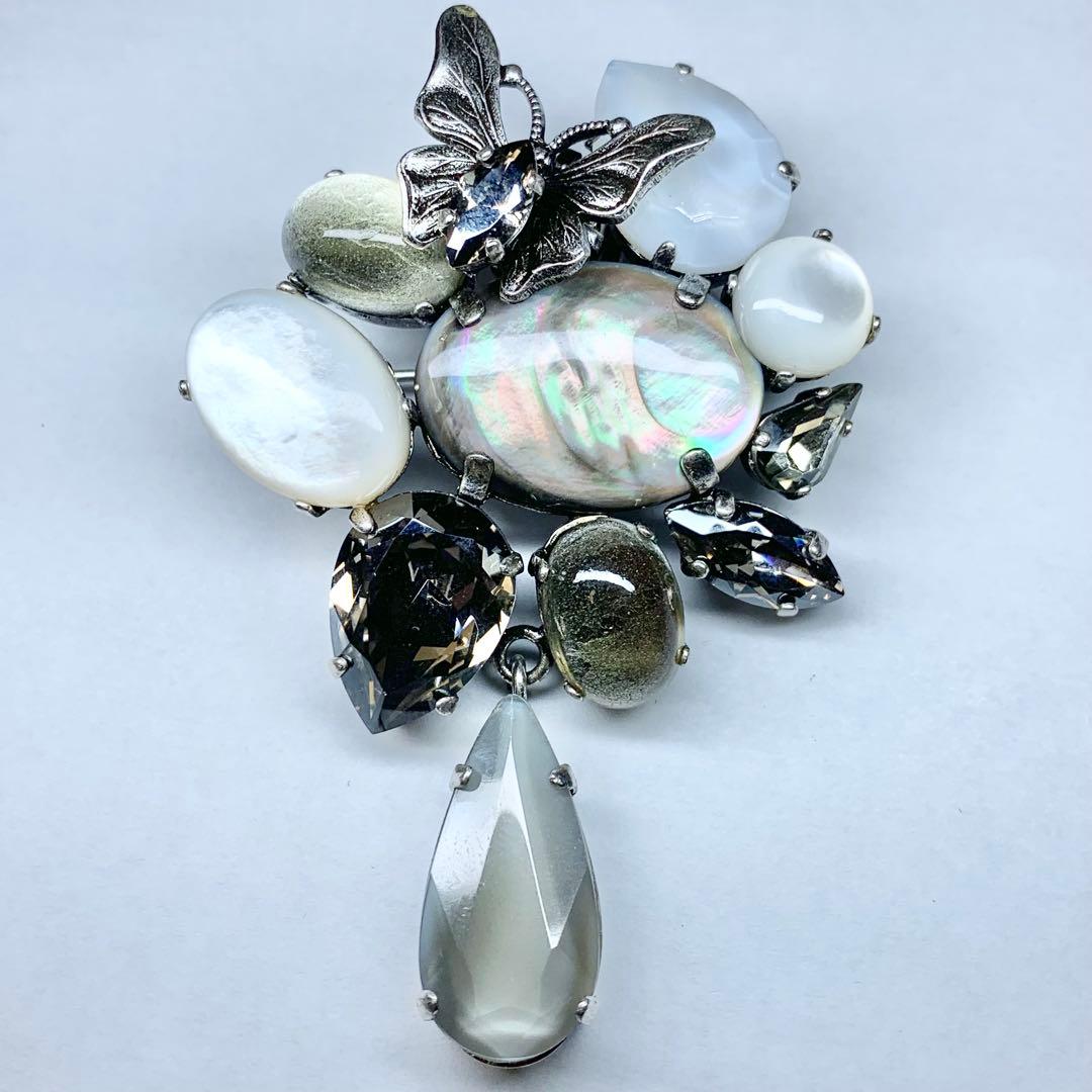 希少 フィリップフェランディス ブローチ ビジュー 蝶装飾 クリスタルストーン