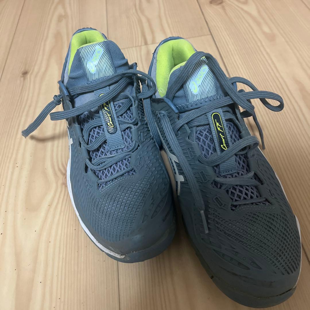 ASICS テニス用シューズ グレー/イエロー