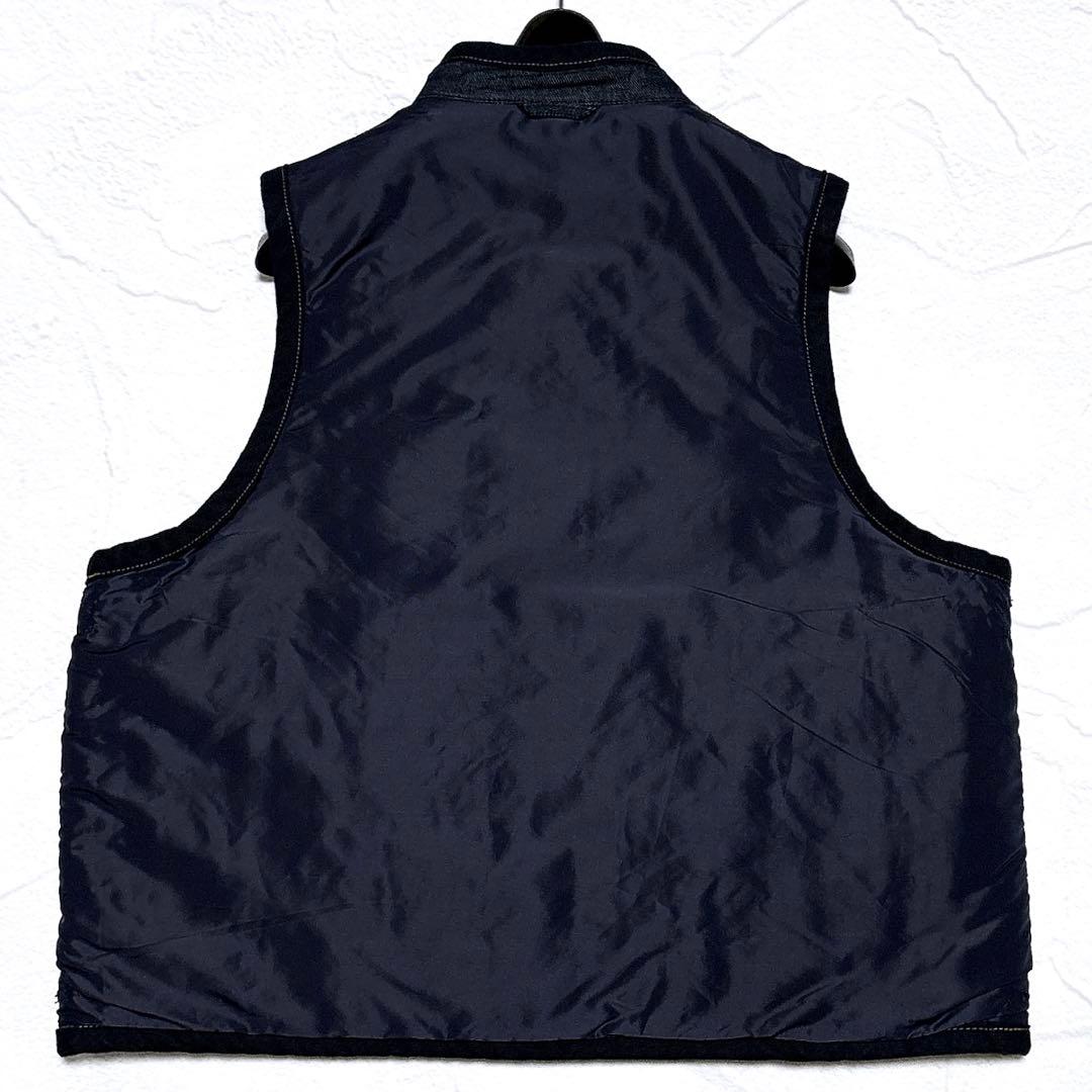 美品✨45R　45プチデニム×厚ナイロンの908キルトベスト　リバーシブル　中綿