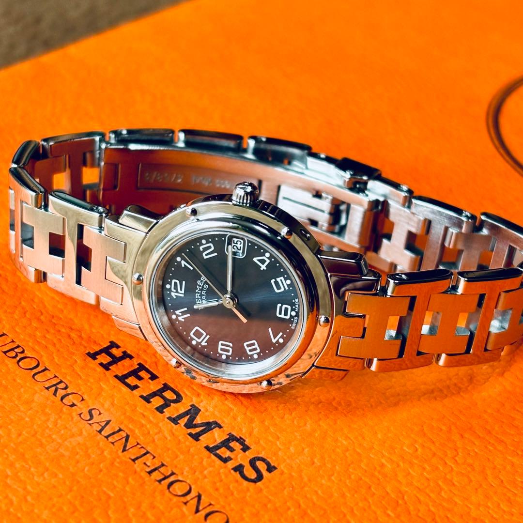 【HERMES】✨極美品✨ エルメス クリッパー レディース 腕時計 ネイビー