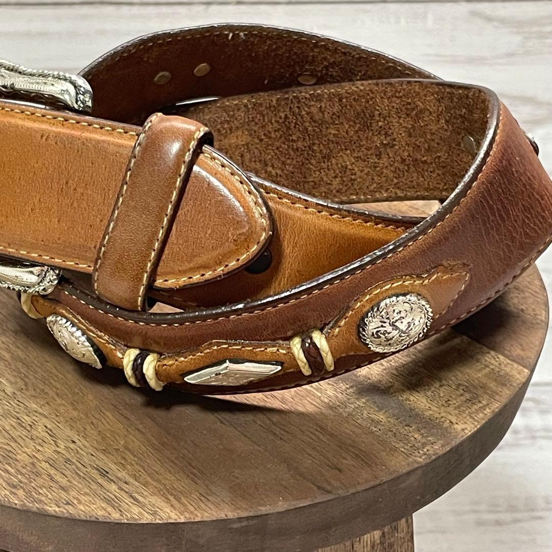 USA製1995年製 希少Justinジャスティン 本革 コンチョ付きベルト