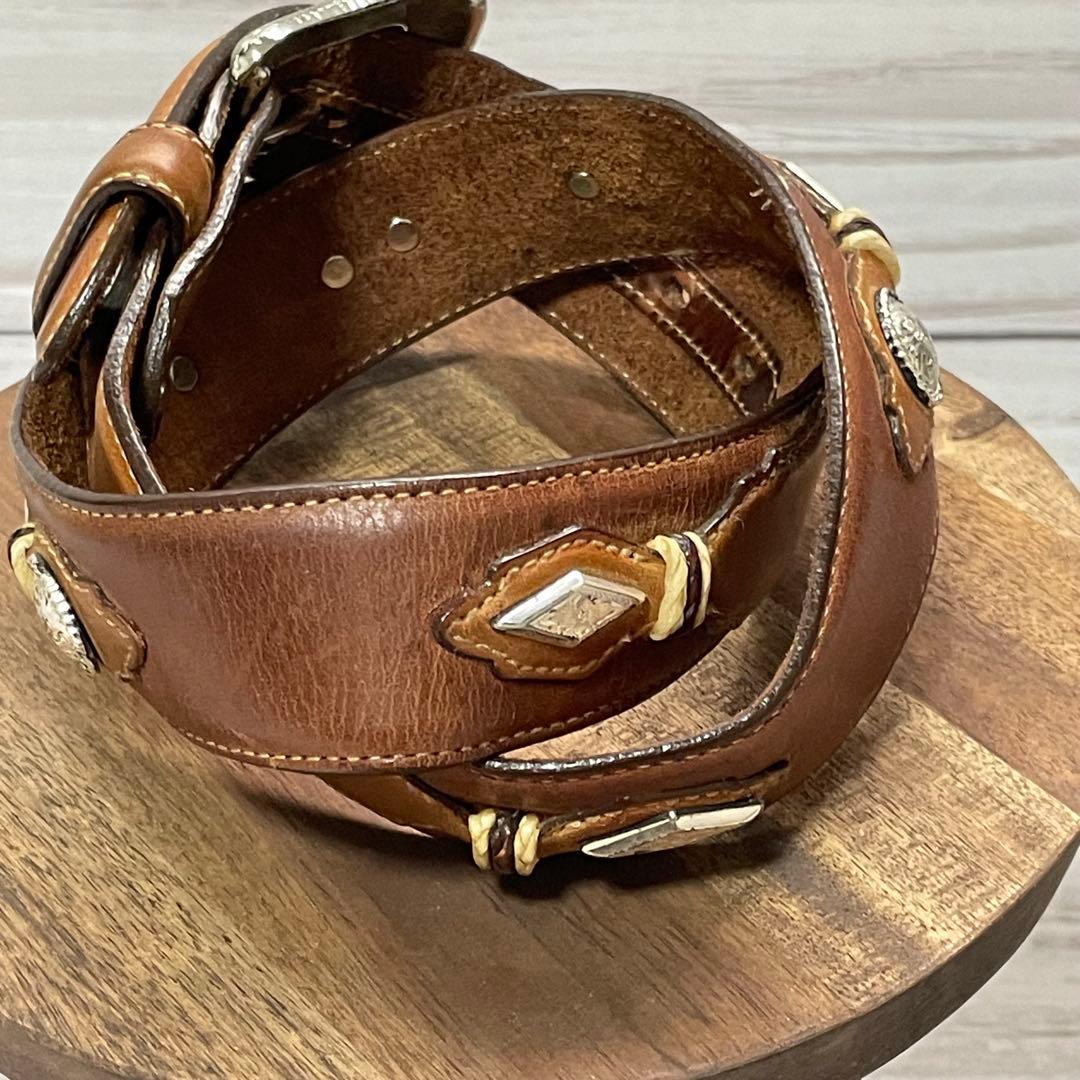 USA製1995年製 希少Justinジャスティン 本革 コンチョ付きベルト