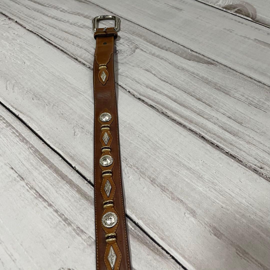 USA製1995年製 希少Justinジャスティン 本革 コンチョ付きベルト