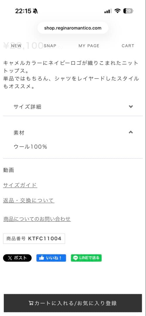 レジーナロマンティコ　セーター　38