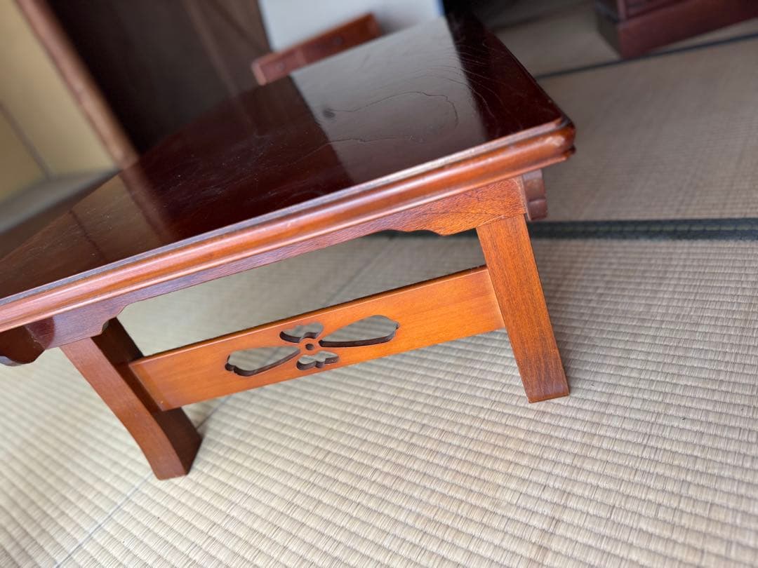 無垢板ローテーブル　座卓 昭和レトロ　折りたたみ式