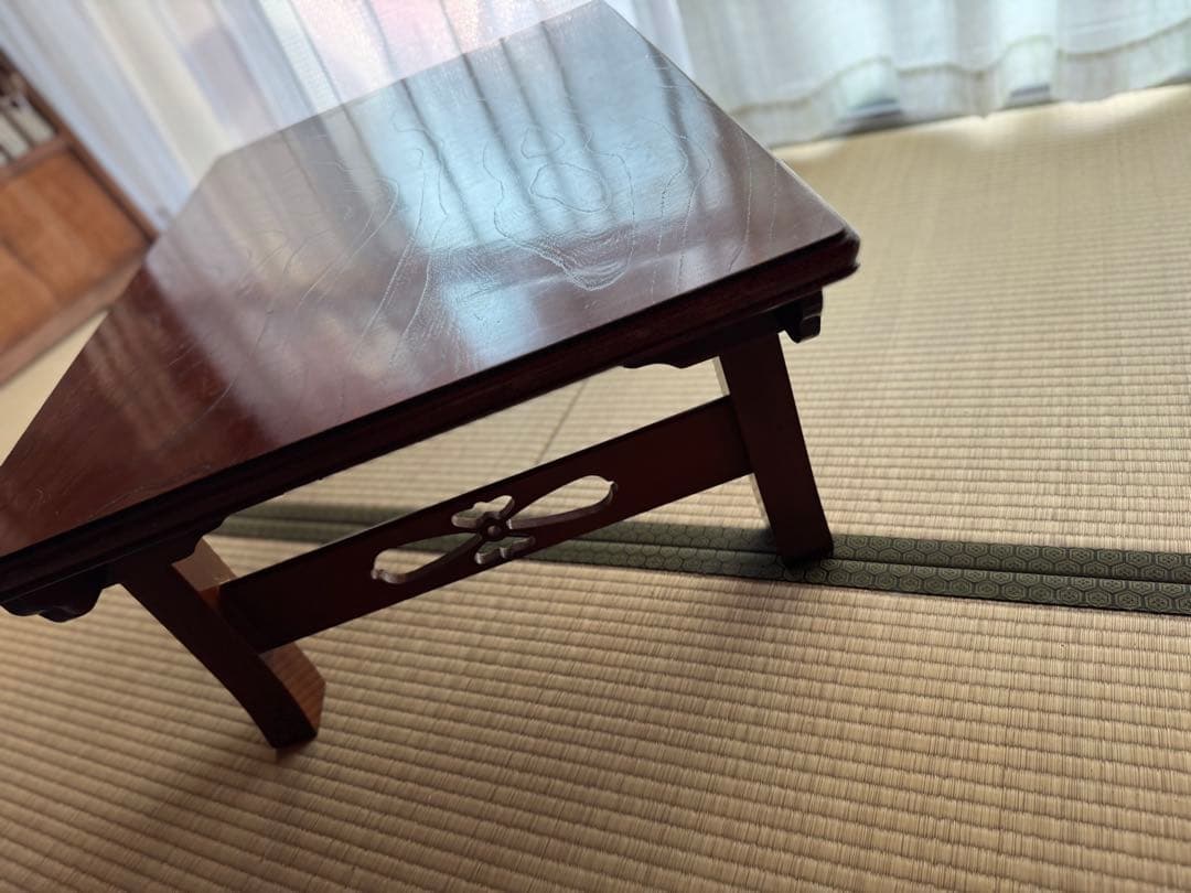 無垢板ローテーブル　座卓 昭和レトロ　折りたたみ式