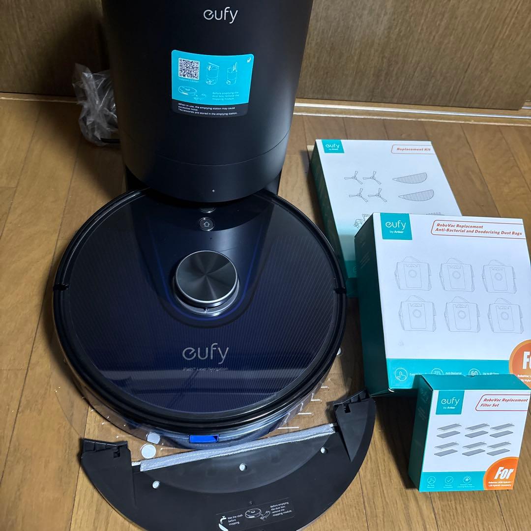 eufy ロボット掃除機本体 ブラック 交換用パーツ付き