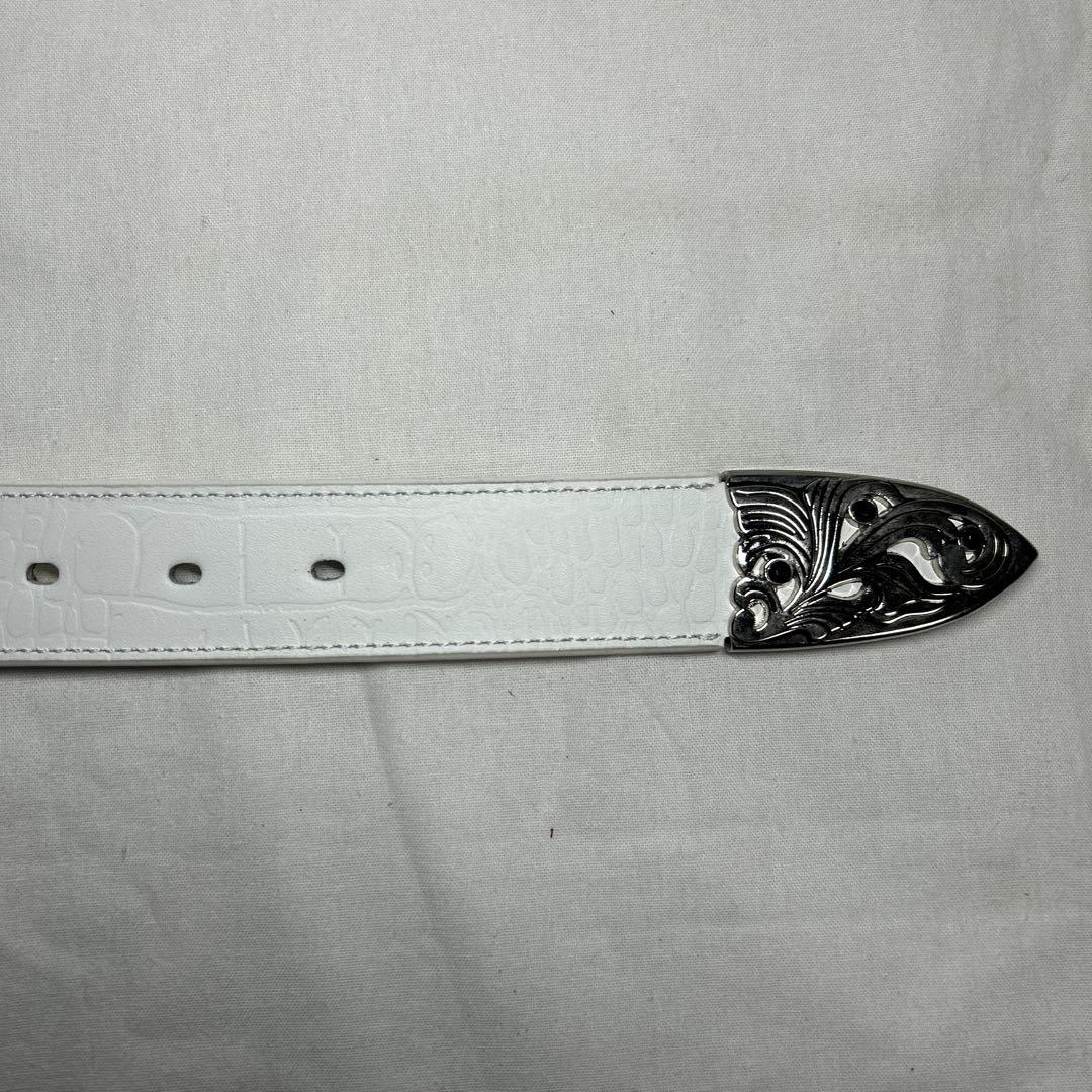 TORNADOMART 本革　コンチョ　スタッズ　ウエスタン　ベルト　レザー　白