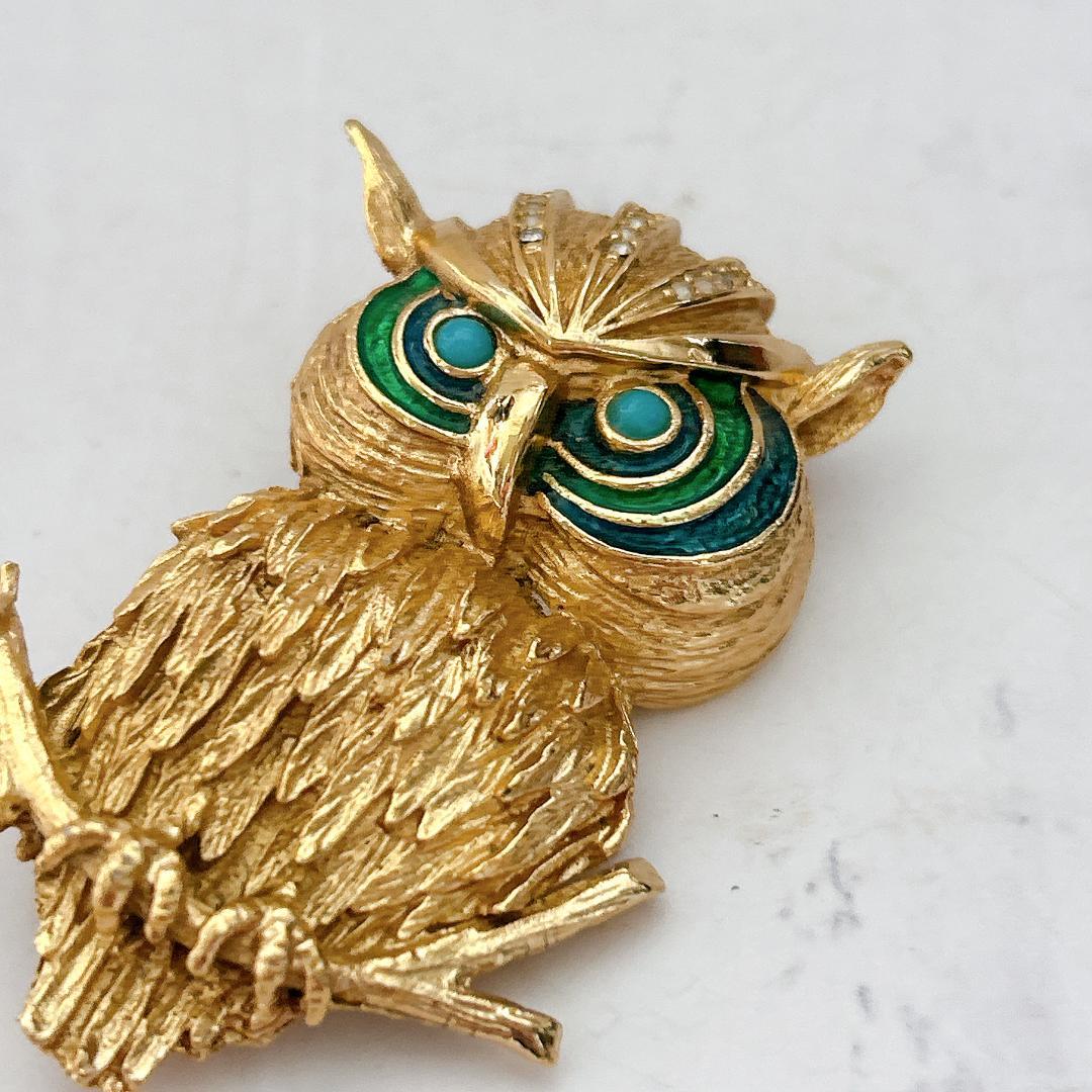 ジ*ン様 Christian Dior ブローチ　フクロウモチーフ　現状品　ヴィ