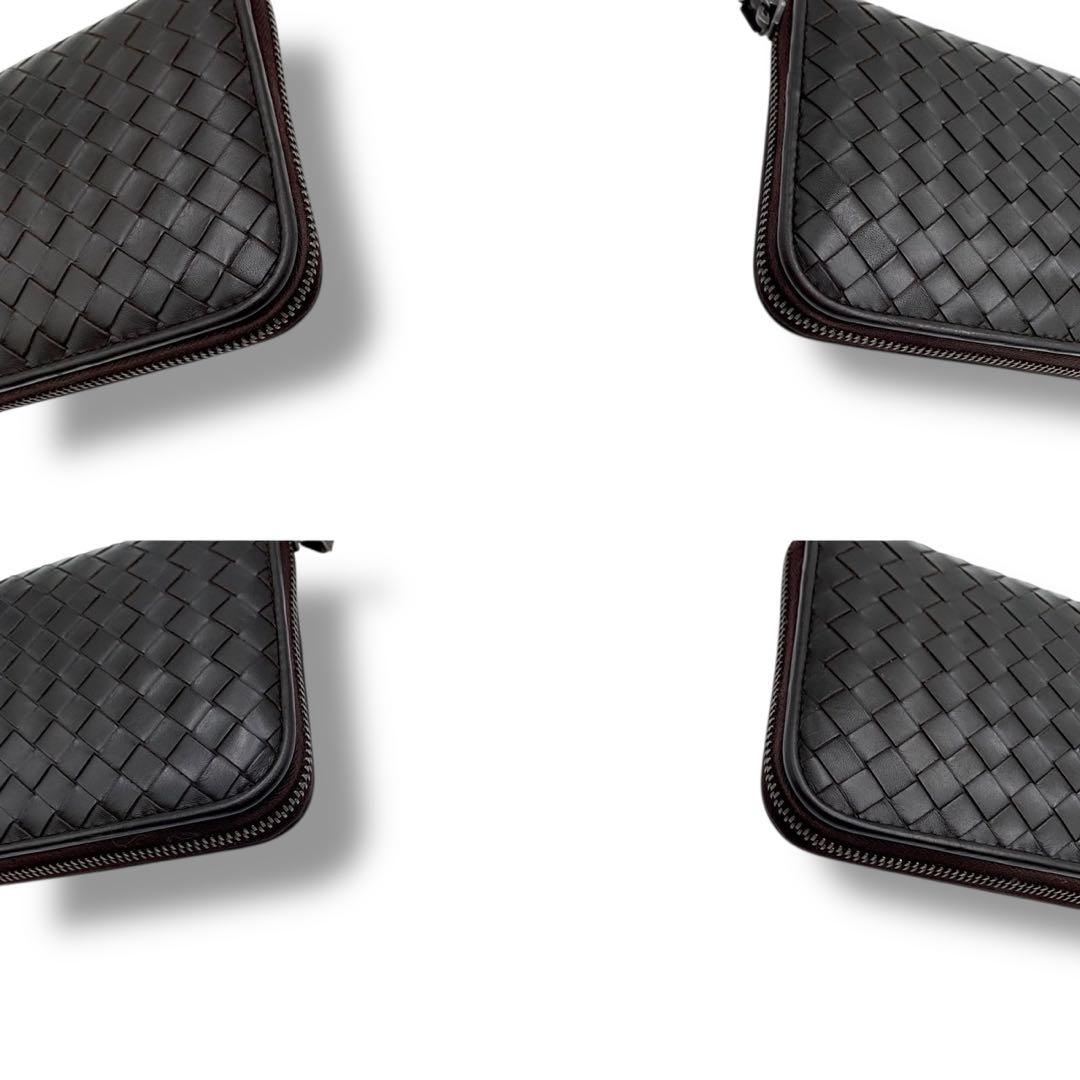 美品✨ボッテガヴェネタ 長財布 ラウンドファスナー イントレチャート レザー 茶