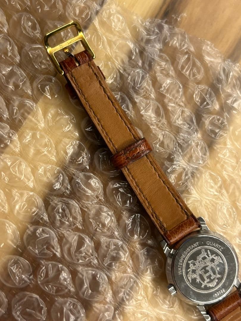 稼働 エルメス セリエ 純正ベルト　ホワイトレディース腕時計 オーストリッチ