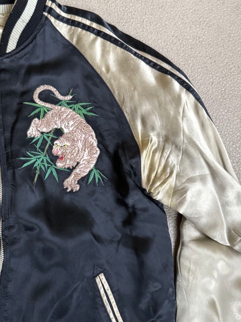 花旅楽団 スカジャン レーヨン100% リバーシブル 白虎　Mサイズ