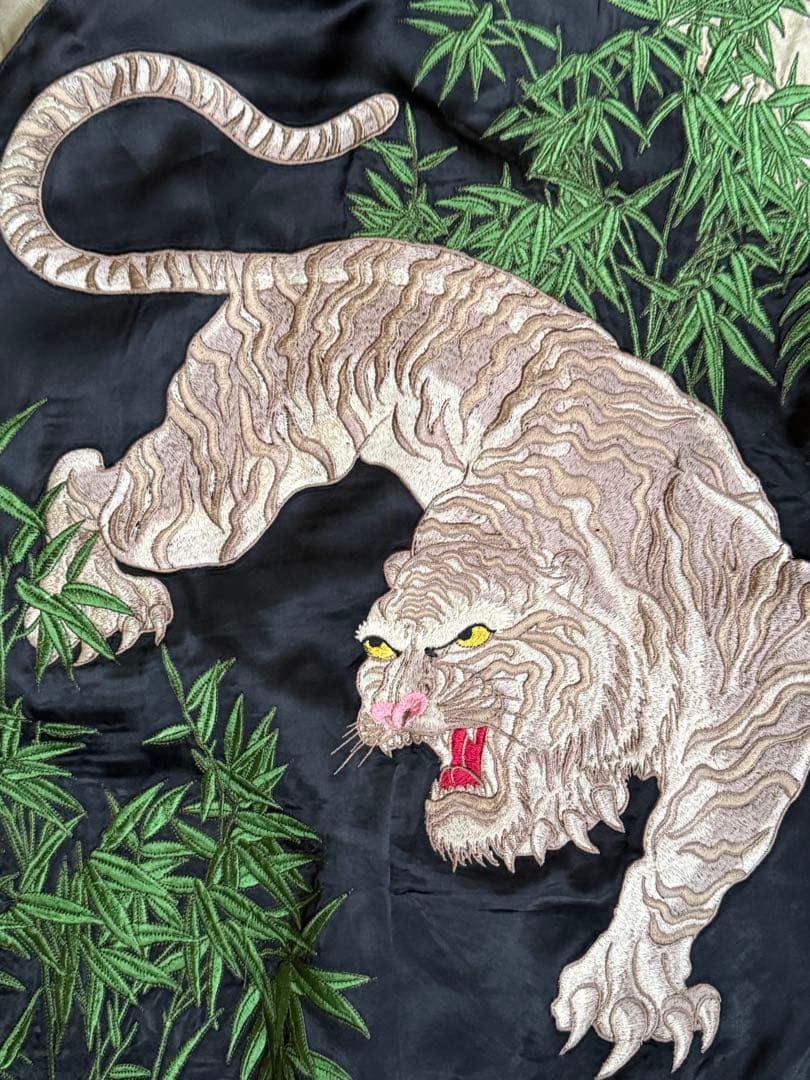 花旅楽団 スカジャン レーヨン100% リバーシブル 白虎　Mサイズ