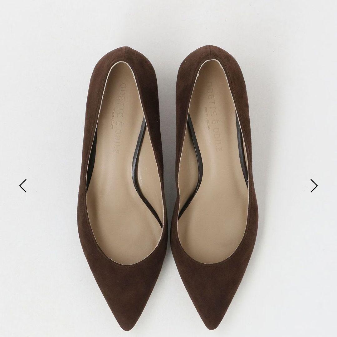 【現行品/美品】オデットエオディールパンプス　ブロックヒール　ダークブラウン