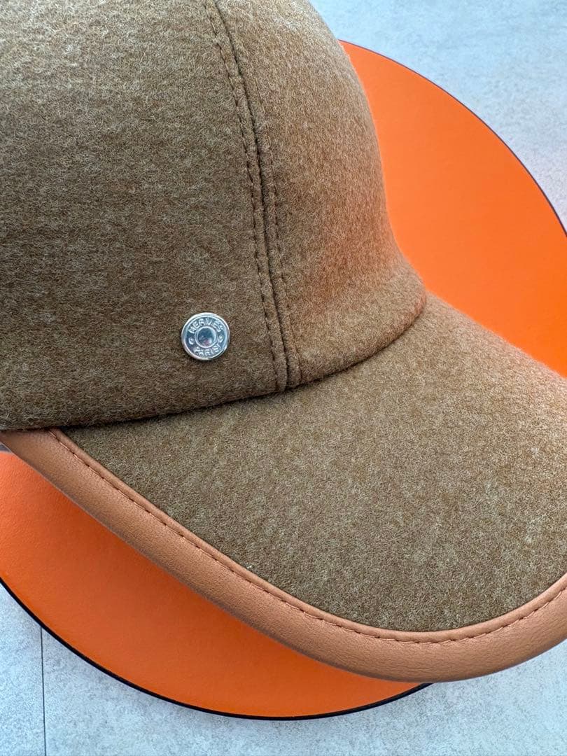 エルメス キャップ 帽子 セレナ ブラウン ゴールド ウール 58 レディース