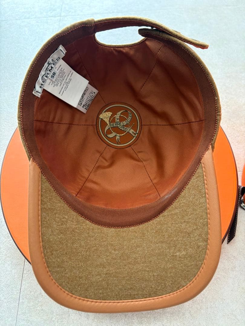 エルメス キャップ 帽子 セレナ ブラウン ゴールド ウール 58 レディース